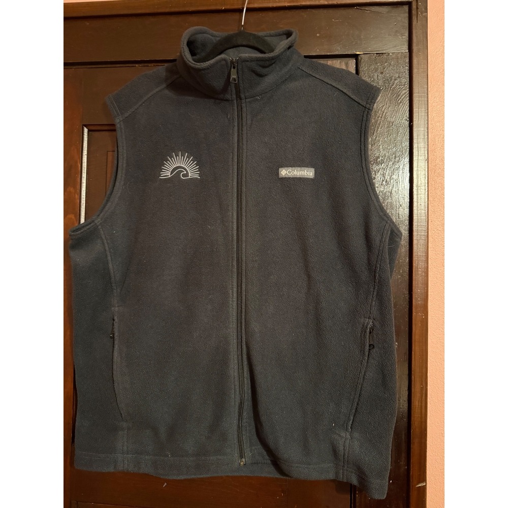 Columbia Mens Steens Mountain Fleece Vest Black Full Zip Sun Wave Logo AM1535 L
